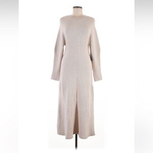 Express Cream Metallic Ribbed Sweater Midi Dress | Size M | New With Tag